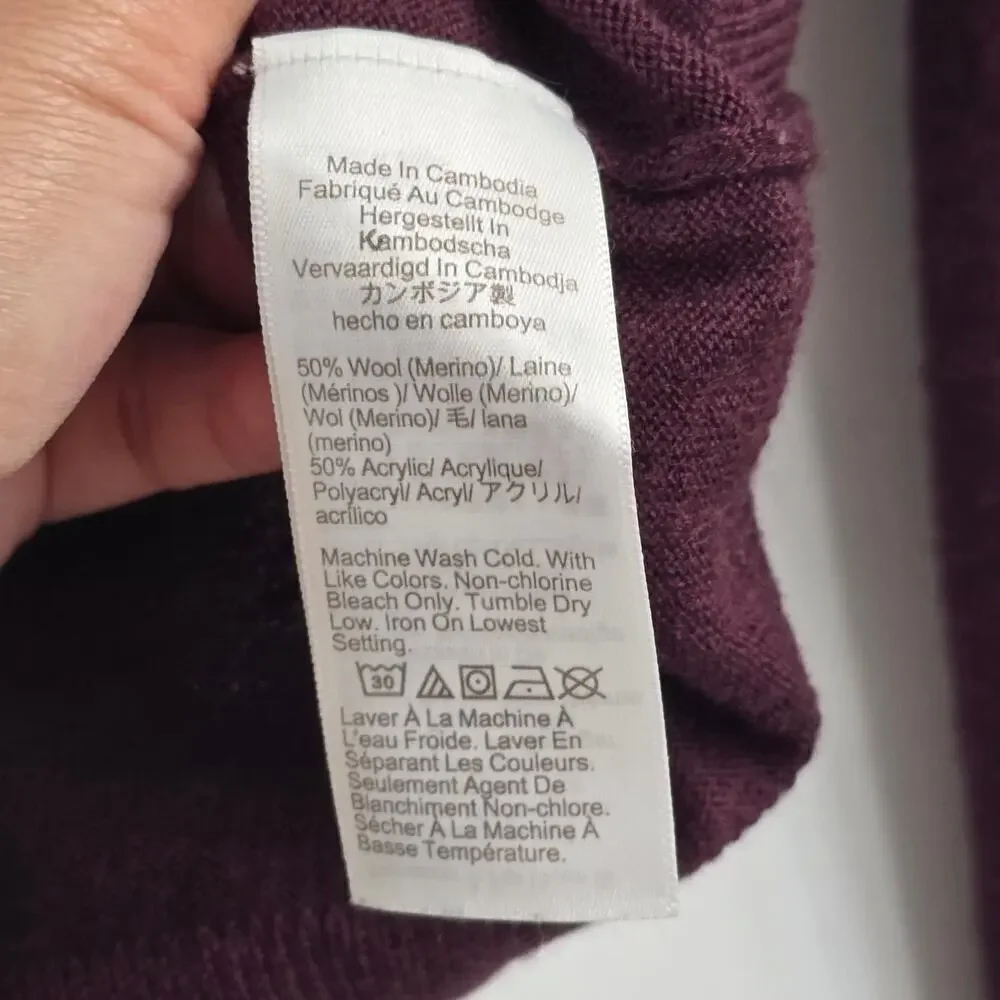 J.Crew Men’s Half Zip Merino Wool Blend Sweater Size S Burgundy Preppy Classic